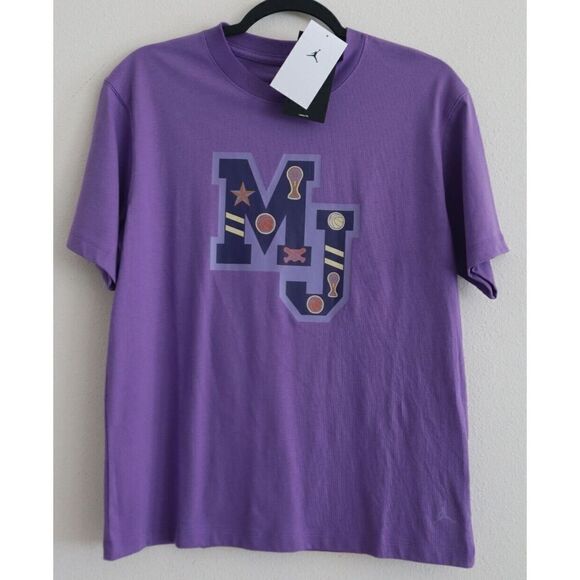Nike Jordan FB5195-542 Women's Sz XS Purple "MJ" Graphic Girlfriend S/S T-Shirt - Picture 1 of 11